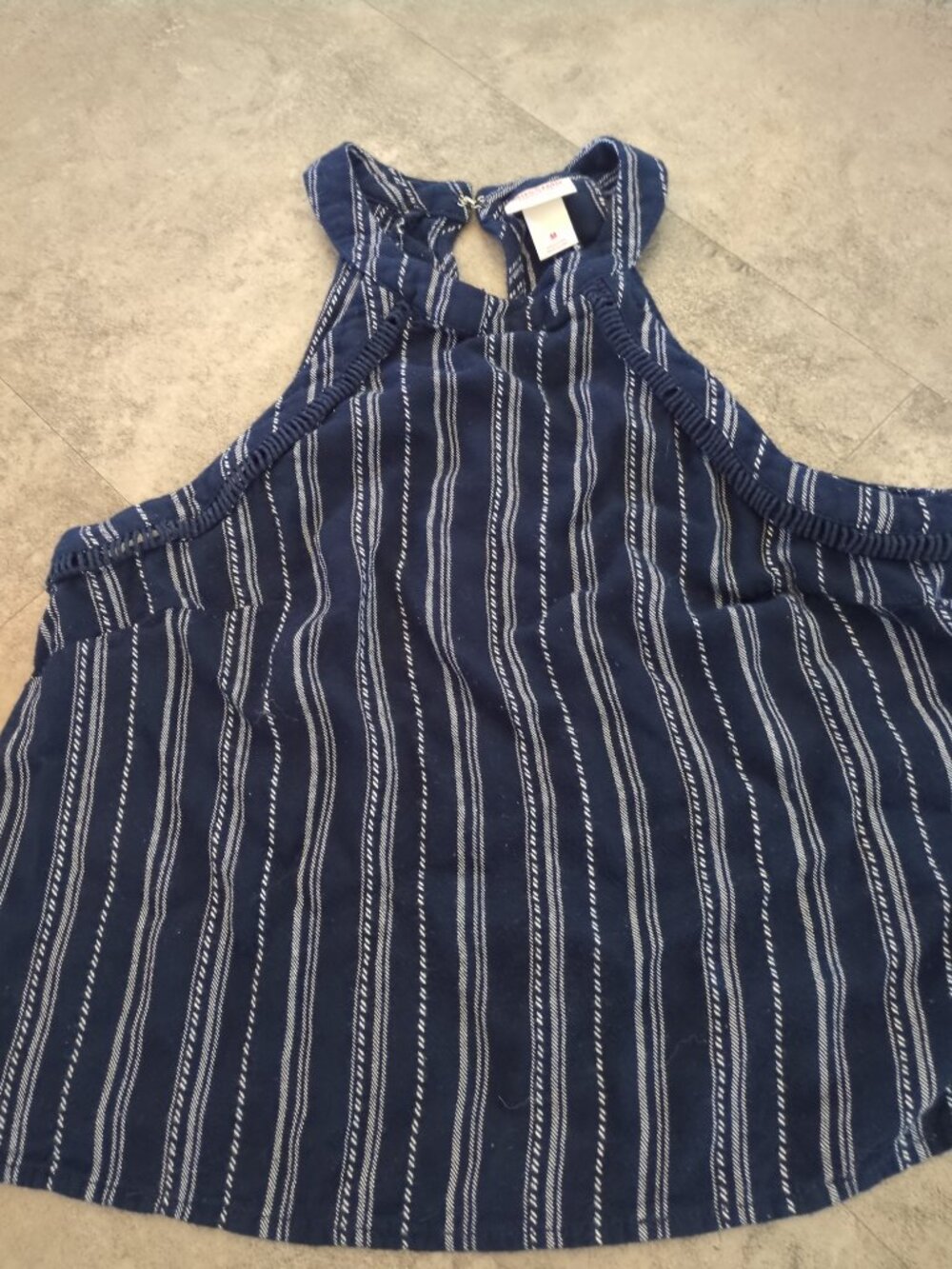 Mossimo Supply Co. White Striped and Navy Tank